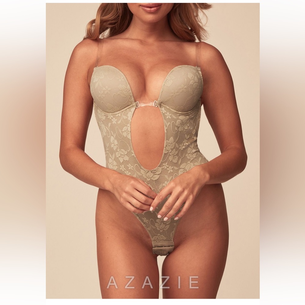 NEW Azazie one piece lace seamless backless thong bodysuit shape wear XL